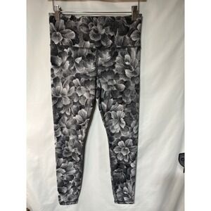 Athleta Floral Textured Tight High Rise‎ Leggings Black Gray Womens
